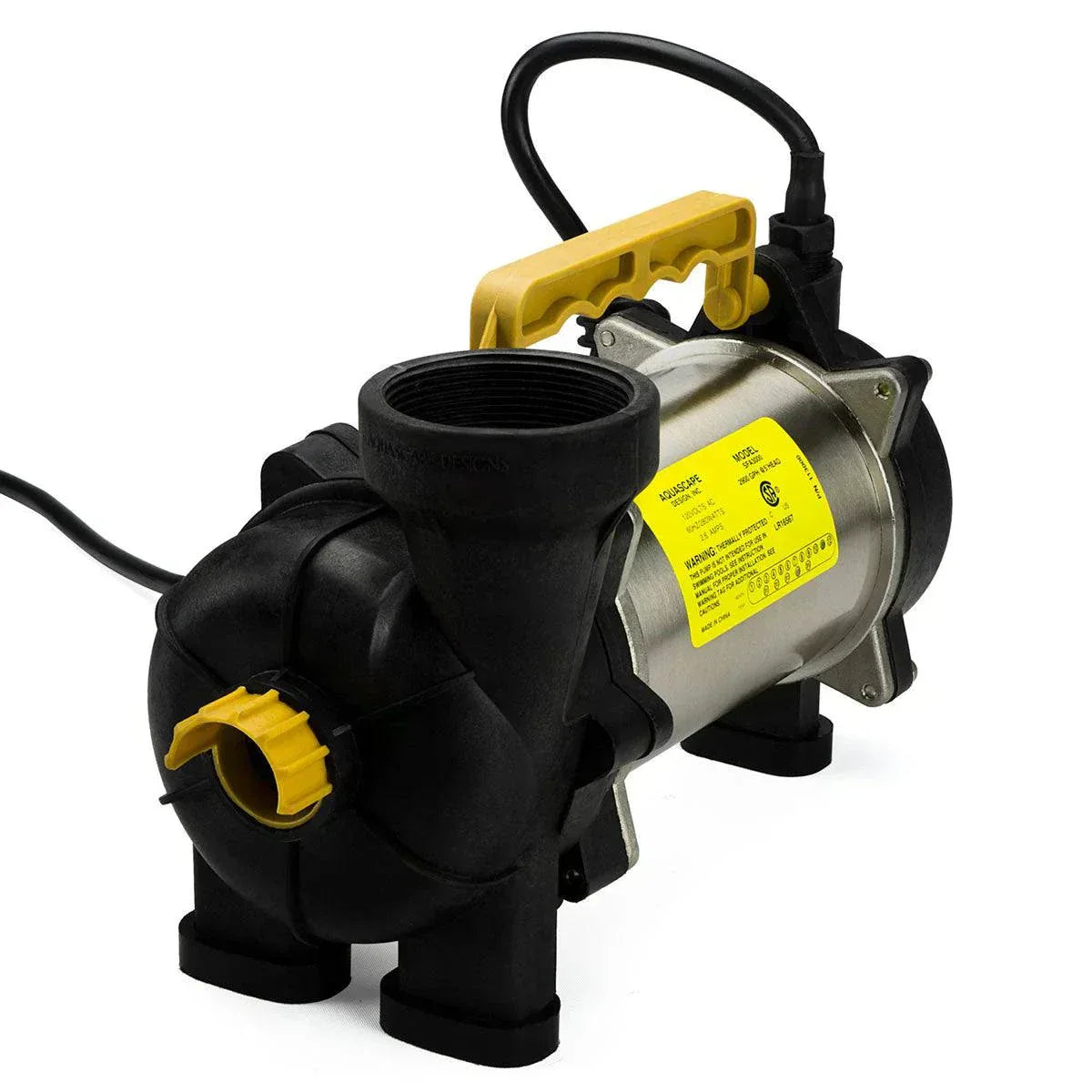 AquascapePRO pond pump with stainless steel construction and rubber feet for quiet, low-maintenance operation in pond skimmers and waterfalls