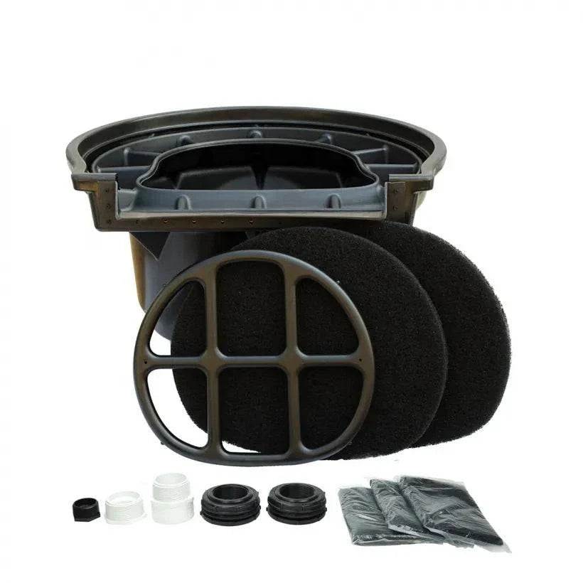 Aquascape BioFalls Filters with lava rock for biological filtration and durable polyethylene housing