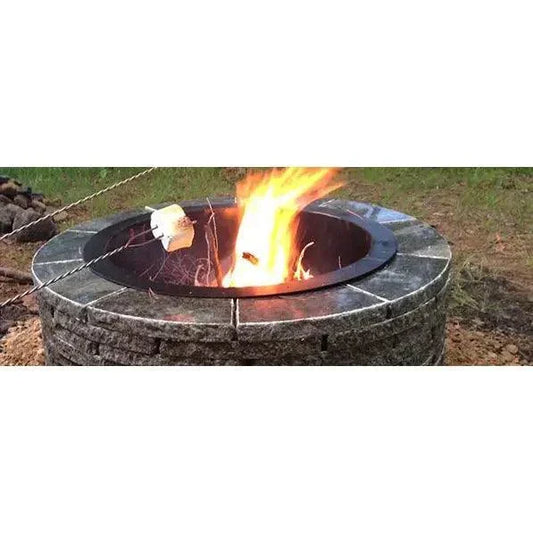 Round granite fire pit made from recycled stone, wood burning, durable and heat resistant, 35-inch width