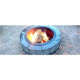 Round granite fire pit made from recycled stone with durable construction and varying colors