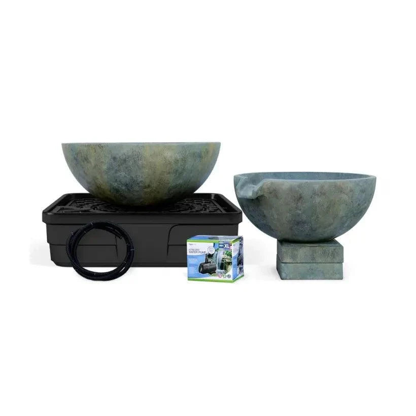 Spillway Bowl and Basin Landscape Fountain Kit with 32" bowl and 40" basin for garden and patio