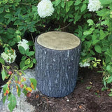 Faux Oak Stump Cover hiding pond equipment with realistic wood texture and natural colors