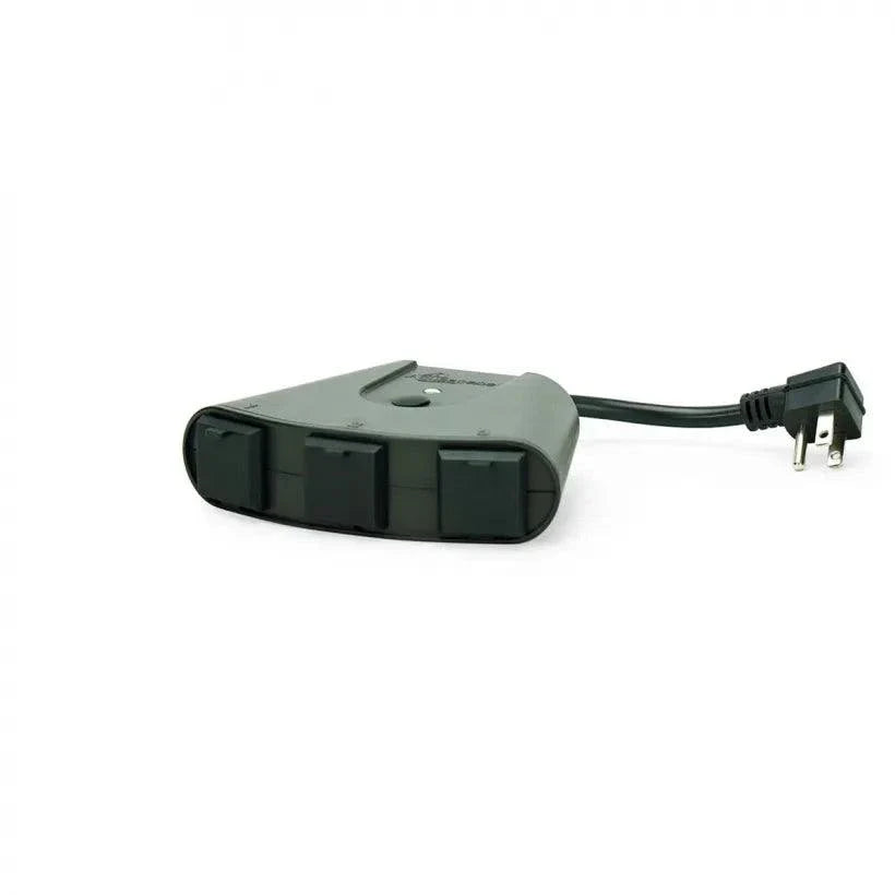 Smart Control Plug with numbered outlets and Wi-Fi power monitoring for outdoor appliances