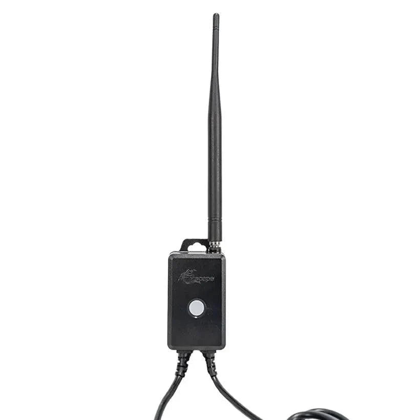 Smart Control Hub managing landscape lighting with 150W capacity, colors, dimming, and schedules, compatible with 12V transformers and smart devices