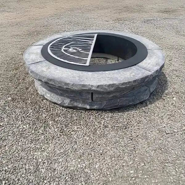 Chisel Fire Pit Kit with eight building stones and four trim stones, 32" diameter, 47" wide, 11" high, 500 lbs.