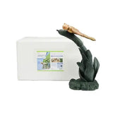 Dragonfly Spitter polyresin pond ornament resembling brass with water feature.