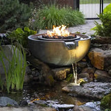 Fire and Water Spillway Bowl with flame control and elegant patina finish