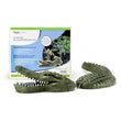 Floating Alligator Decoy with three-hinged body and fade-resistant paint deterring pond predators