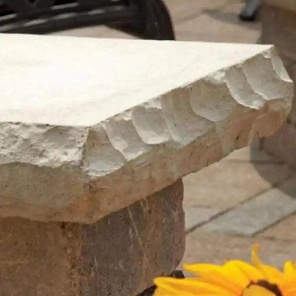 Ledgestone Pillar Cap on outdoor pillar matching ledgestone walls and pillars