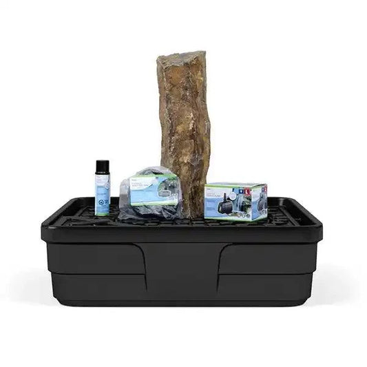 30-inch Mongolian Basalt Column Landscape Fountain Kit with pump, tubing, and basin