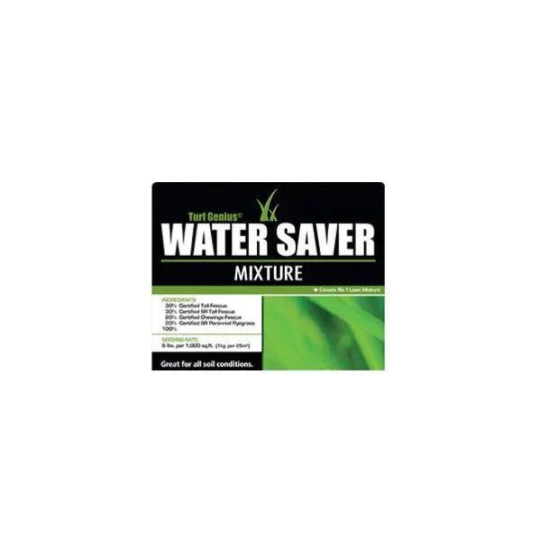 Water Saver grass seed blend with certified tall fescue and perennial ryegrass for efficient watering and repair