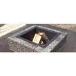 Square granite fire pit made from recycled stone, durable and weather-resistant with variable colors.