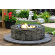 35" round granite fire pit with gas burner and clear tempered glass fire gems