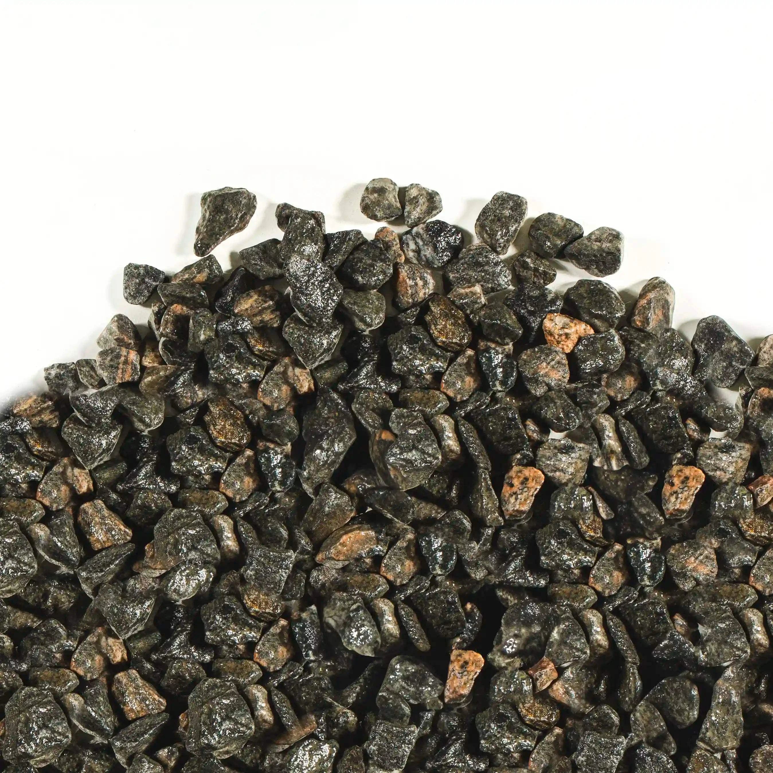 1-inch crushed black granite decorative stone with pink and white highlights for landscaping