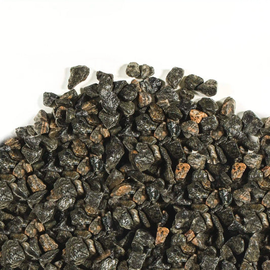 1-inch crushed black granite decorative stone with pink and white highlights for landscaping