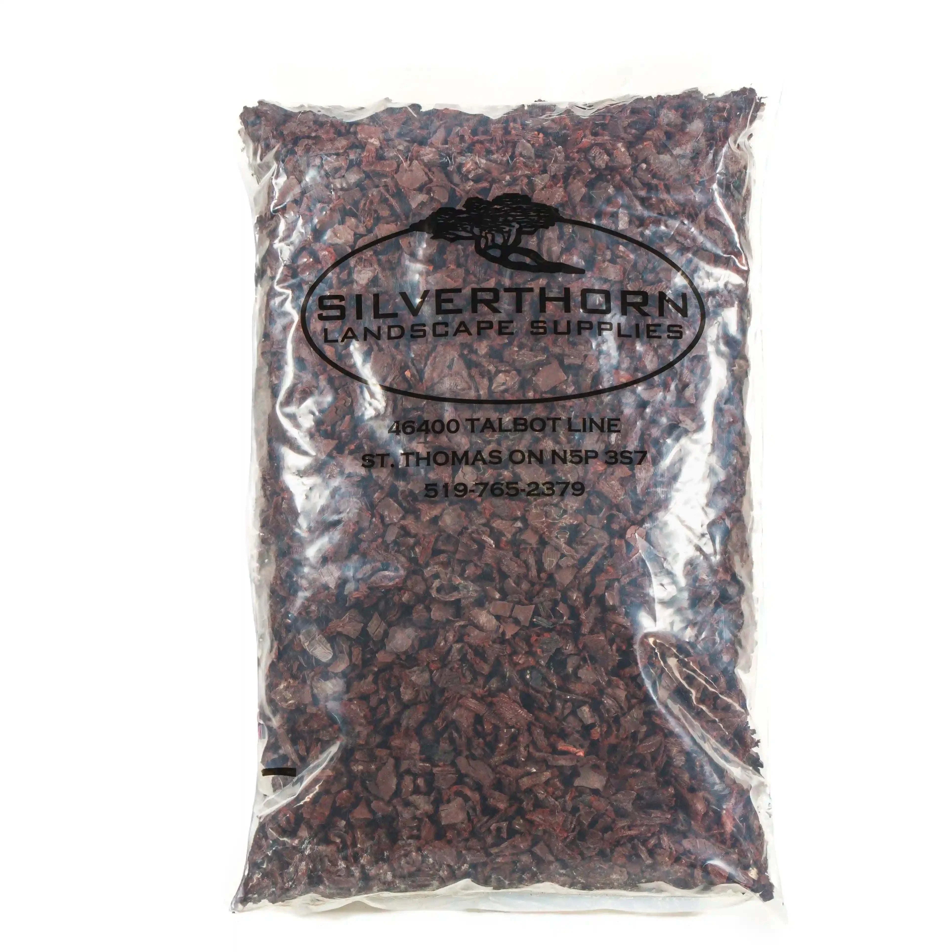 Bright red rubber mulch made from recycled rubber for landscaping and playgrounds