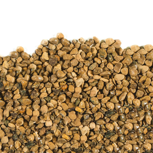 Smooth buff and grey ¾ inch pond stone for garden and water features