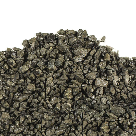 Ebony Black Granite decorative stone in garden bed with black and charcoal tones