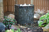 Stacked Slate Spillway Wall 32-inch landscape fountain with pump and AquaBasin 45 for garden water feature
