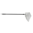 Pond skimmer net with 12x7 inch net and extendable 32 to 63 inch handle removing surface debris from pond